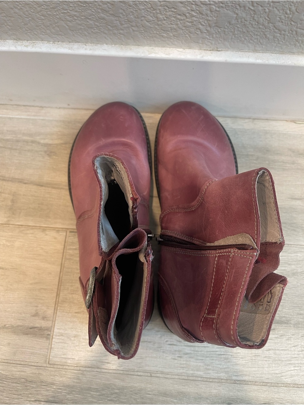 Birkenstock Burgundy Zip Leather Ankle Boots